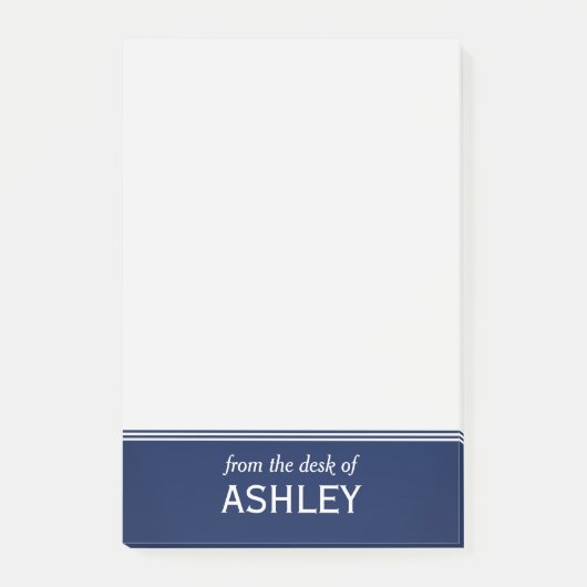 Modernes Marine-Blau personalisiertes 4" x 6" Post-it Klebezettel (Vorderseite)