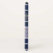 Modernes Marine-Blau-Weiß Stripes Zickzack Muster Case-Mate iPhone Hülle (Hinten/Rechts)