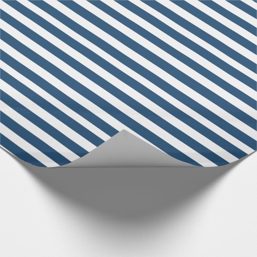 Modernes Marine-Blau-weißes Streifen-Muster Geschenkpapier (Ecke)