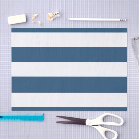 Modernes Marine-Blau-weißes Streifen-Muster Seidenpapier (Handwerk)