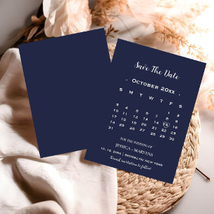 Modernes marineblaues Kalender, nicht Foto Save th Einladung