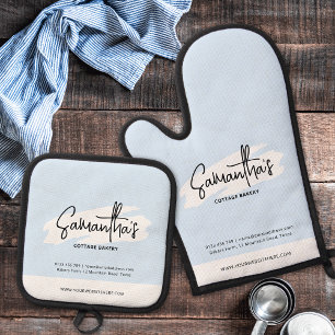 Modernes Markengeschäft Niedliches Cooles blaues W Ofenhandschuh & Topflappen-Set