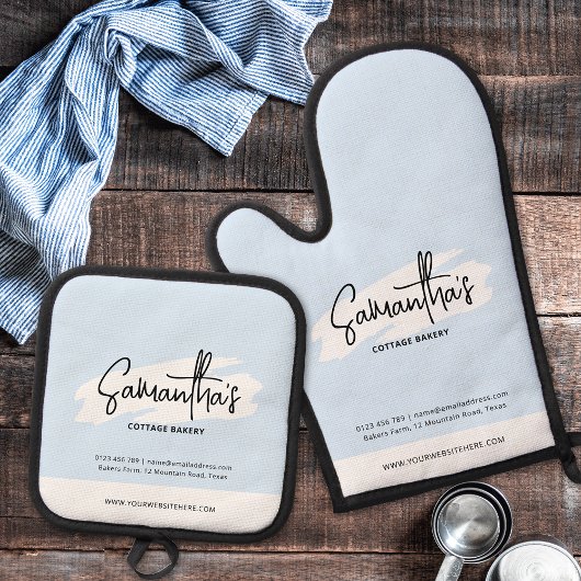 Modernes Markengeschäft Niedliches Cooles blaues W Ofenhandschuh & Topflappen-Set