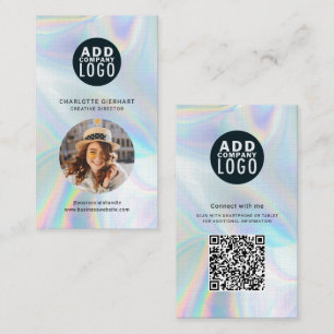 Modernes Markenlogo QR-Code Holografisches Foto Visitenkarte