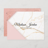 Modernes Marketing aus rosa und goldenem Marmor Postkarte (Vorne/Hinten)