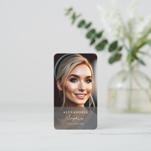 Modernes Marketing Berufliches Foto Schwarz Visitenkarte (Stehend Vorderseite)