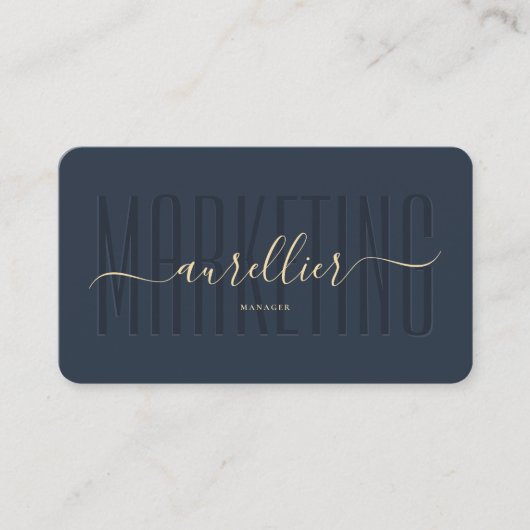 Modernes Marketing Dark Blue Beruflich Monogram Visitenkarte (Vorderseite)