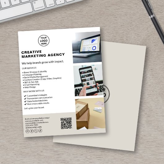 Modernes Marketing für benutzerdefinierte Logos Flyer