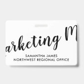 Modernes Marketing Manager-ID-Abzeichen Ausweis (Rückseite)