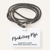 Modernes Marketing Manager-ID-Abzeichen Ausweis (Vorderseite mit Schlüsselband)