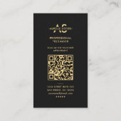 Modernes Marketing Monogram Beruflich Black Visitenkarte (Rückseite)