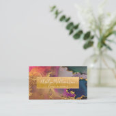 Modernes Marmor Aquarellgold lila grün & blau Visitenkarte (Stehend Vorderseite)