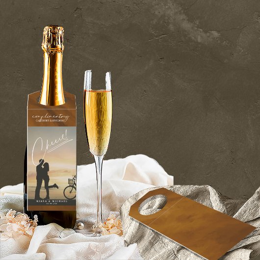 Modernes Marmor Cheers Foto Gold ID816 Flaschenanhänger