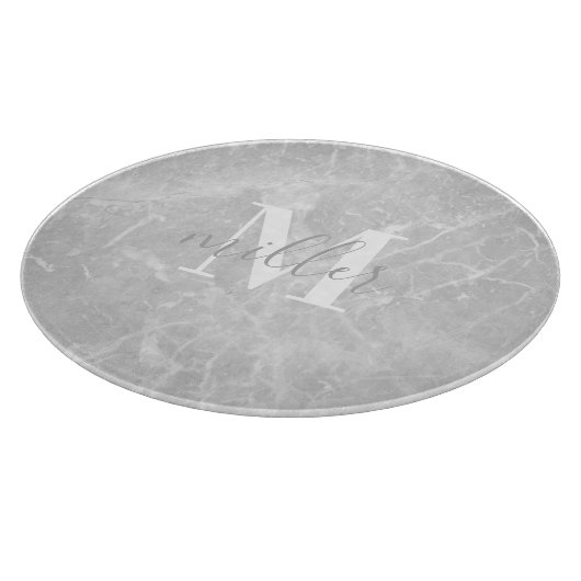 Modernes Marmor Personalisierter Familienname Rund Schneidebrett (Ecke)