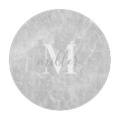 Modernes Marmor Personalisierter Familienname Rund Schneidebrett (Vorderseite)