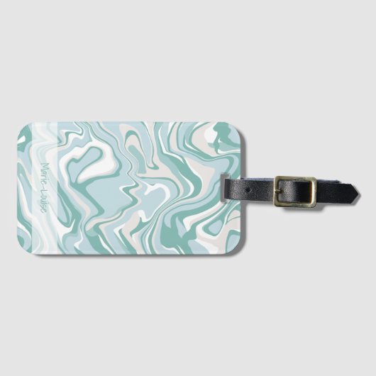 Modernes Marmor Türkis Coasta Beach Name Gepäckanhänger (Vorderseite (Horizontal))