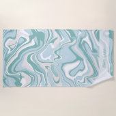 Modernes Marmor Türkis Coasta Beach Name Strandtuch (Vorderseite)