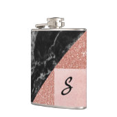 Modernes Marmor und Glitzer-Look Flasche Flachmann (Links)