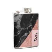 Modernes Marmor und Glitzer-Look Flasche Flachmann (Rechts)