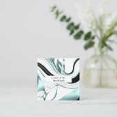 Modernes Marmorblau Quadratische Visitenkarte (Stehend Vorderseite)