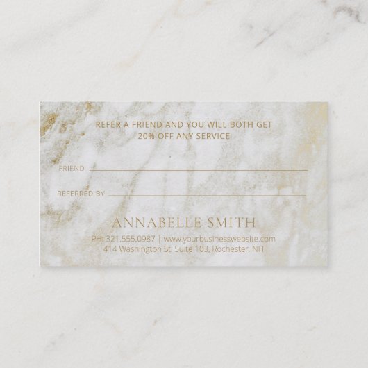 Modernes Marmorelegant Empfehlungskarte (Rückseite)