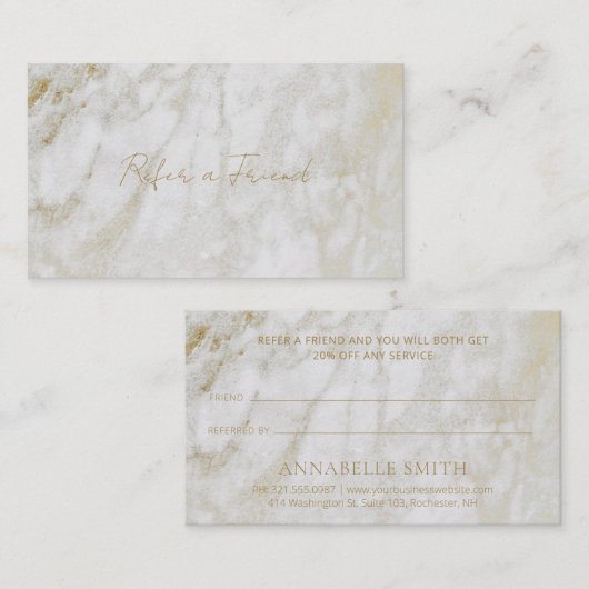 Modernes Marmorelegant Empfehlungskarte (Vorne/Hinten)