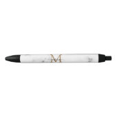 Modernes Marmorgold Girly-Script-Monogramm Kugelschreiber (Vorderseite)