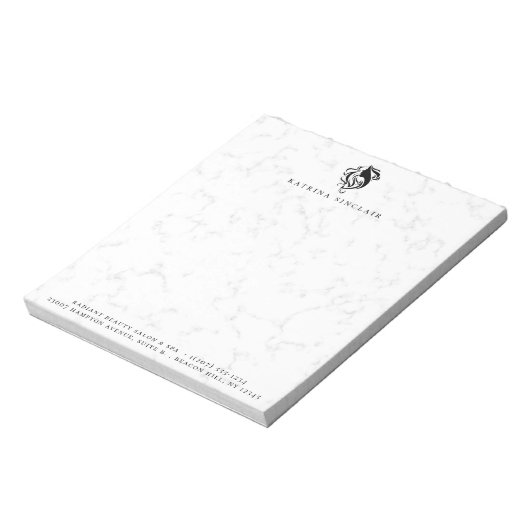 Modernes Marmorhair-Salon-Logo Notizblock (Rotiert)