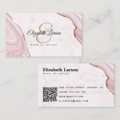 Modernes Marmorkleid Rose Gold Glitzer QR Salon Ma Visitenkarte (Vorne/Hinten)