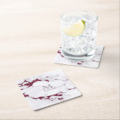 Modernes Marmormongram Burgundy ID816 Glitzer Rechteckiger Pappuntersetzer (Vor Ort)