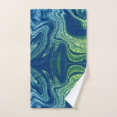 Modernes Marmormuster in blau-grün mit abstraktem  Badhandtuch Set (Handtuch)