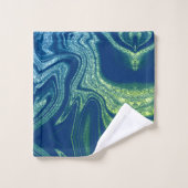 Modernes Marmormuster in blau-grün mit abstraktem  Badhandtuch Set (Waschlappen)