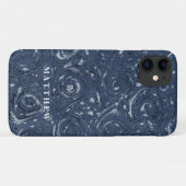 Modernes Marmormuster Navy Blauer Minimal einfach Case-Mate iPhone Hülle (Rückseite (Horizontal))