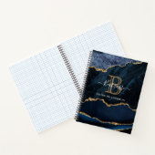 Modernes Marmornavy Blue Gold Glitzer Monogram Notizblock (Innenseite)