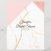 Modernes Marmorrosa und Gold Bridal Bingo (Rückseite)