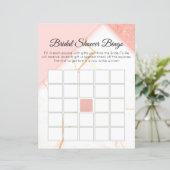 Modernes Marmorrosa und Gold Bridal Bingo (Stehend Vorderseite)