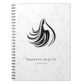 Modernes Marmorsalon Feminine Silhouette Schwarzes Notizblock (Vorderseite)