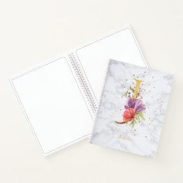 Modernes Marmorwasser Golden Monogram Letter J Notizblock