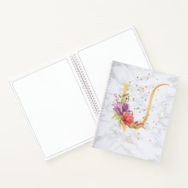 Modernes Marmorwasser Golden Monogram Letter U Notizblock