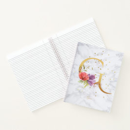 Modernes Marmorwasser Goldenes Monogramm Buchstabe Notizblock