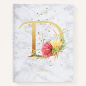 Modernes Marmorwasser goldenes Monogramm Letter D Notizblock (Vorderseite)
