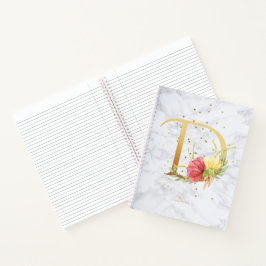 Modernes Marmorwasser goldenes Monogramm Letter D Notizblock