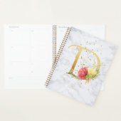 Modernes Marmorwasser goldenes Monogramm Letter D Planer (Anzeige)