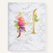 Modernes Marmorwasser goldenes Monogramm Letter H Notizblock (Vorderseite)