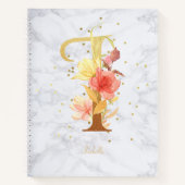 Modernes Marmorwasser goldenes Monogramm Letter I Notizblock (Vorderseite)