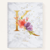 Modernes Marmorwasser goldenes Monogramm Letter K Notizblock (Vorderseite)