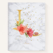 Modernes Marmorwasser Goldenes Monogramm Letter L Notizblock (Vorderseite)