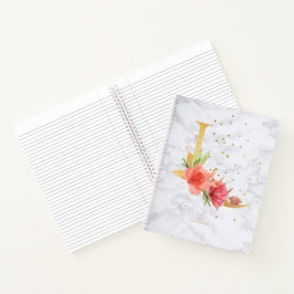 Modernes Marmorwasser Goldenes Monogramm Letter L Notizblock