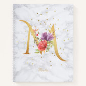 Modernes Marmorwasser goldenes Monogramm Letter M Notizblock (Vorderseite)