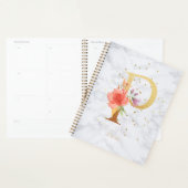 Modernes Marmorwasser, Goldenes Monogramm Letter P Planer (Anzeige)